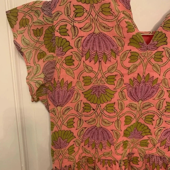 Banjanan Pink Floral Dress with Tie Waist and Tassels Size M - Picture 6 of 8